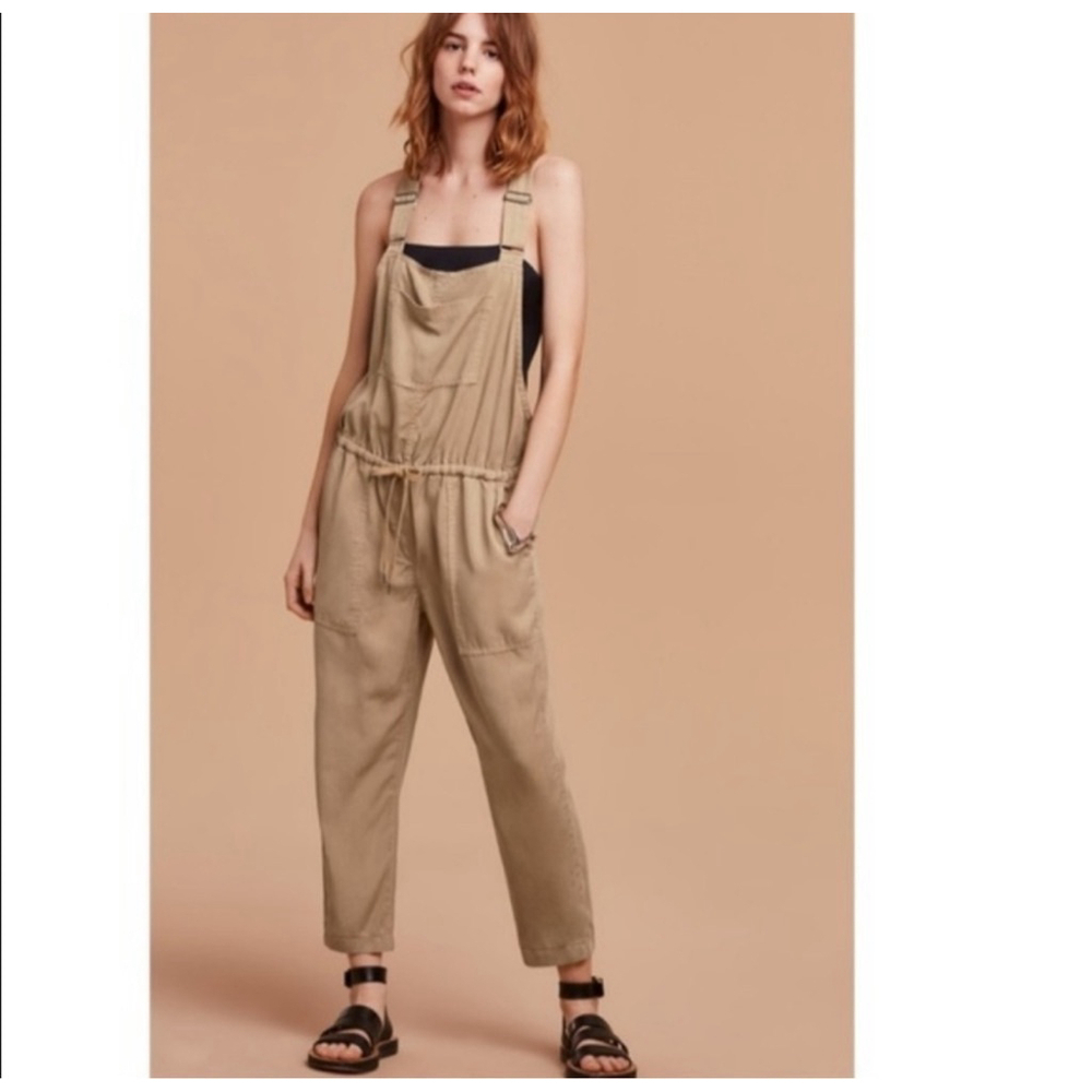 ARITZIA WILFRED FREE Jumpsuit Women Size Small Tan Valletta Overalls Loose Fit - Picture 15 of 16